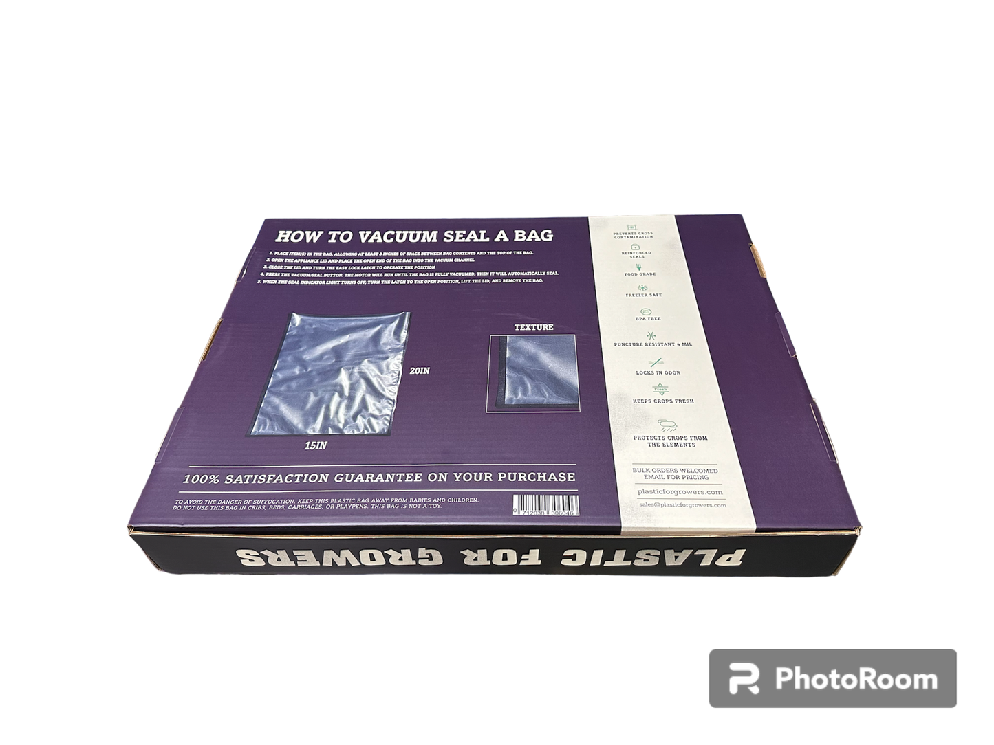15" x 20" Black/Clear Vacuum Seal Bags 4Mil