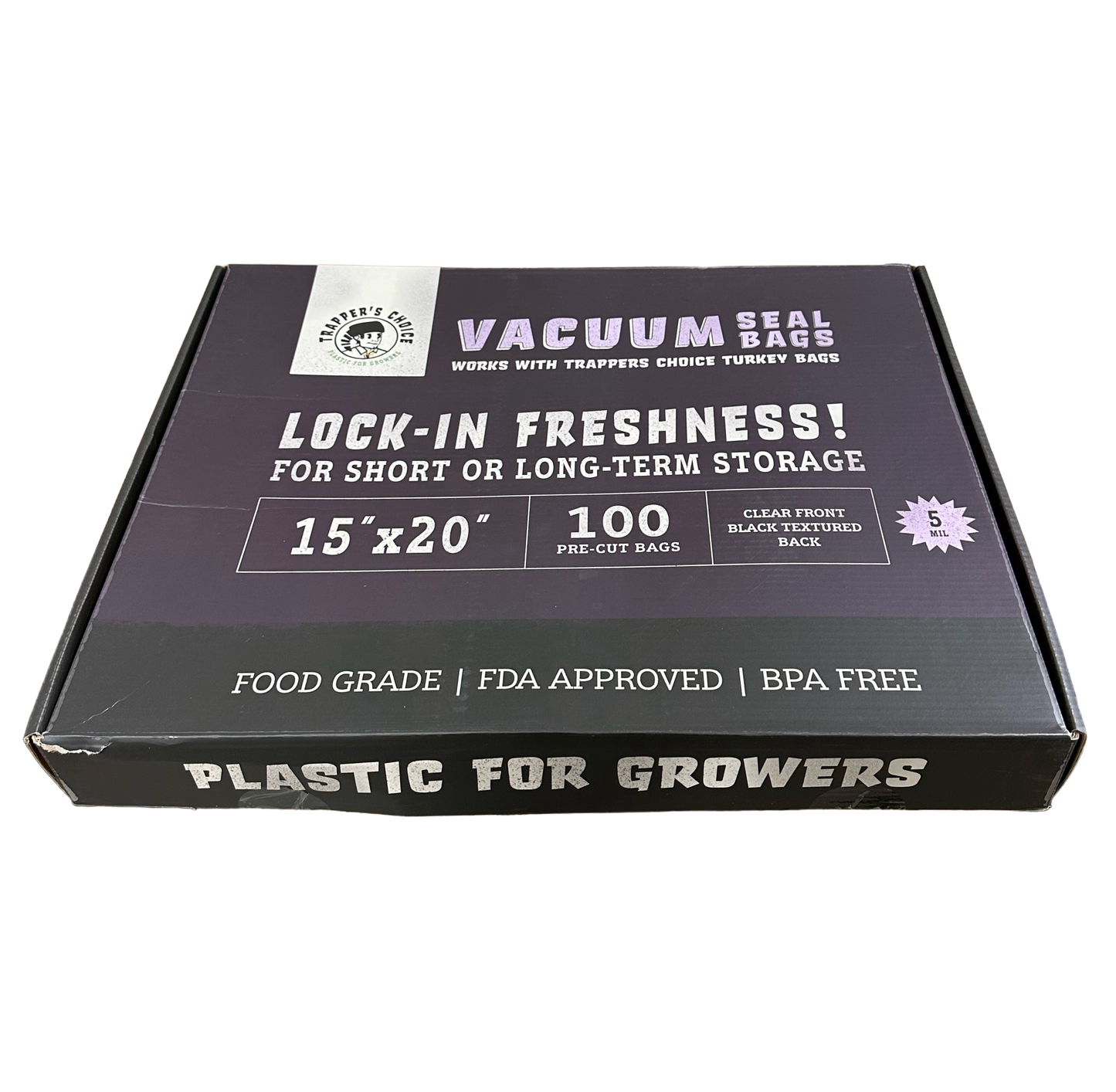 15" x 20" Black/Clear Vacuum Seal Bags 5Mil