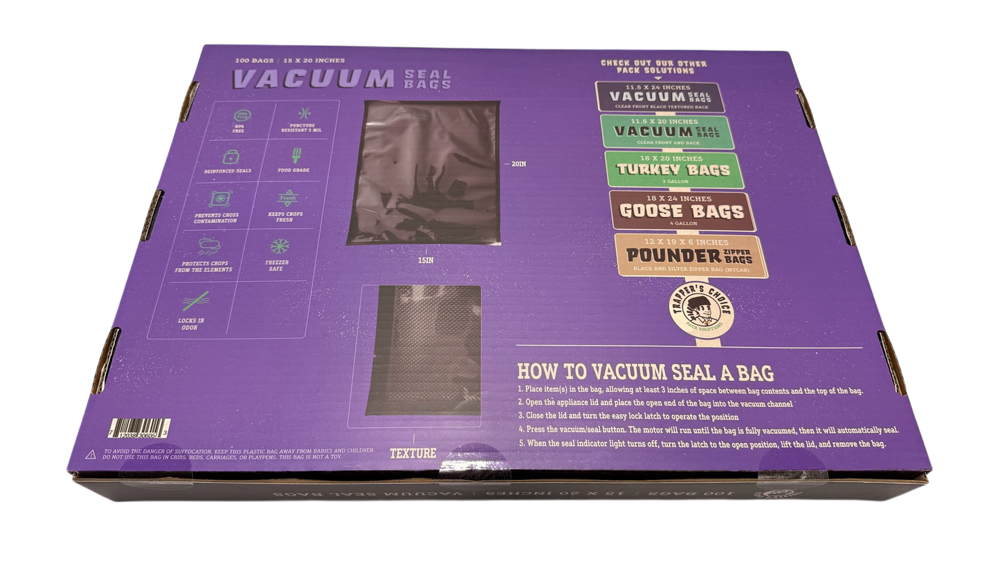 15" x 20" Black/Clear Vacuum Seal Bags 5Mil
